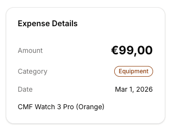 Expense & receipt management interface