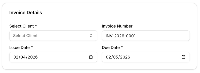 Invoice template interface